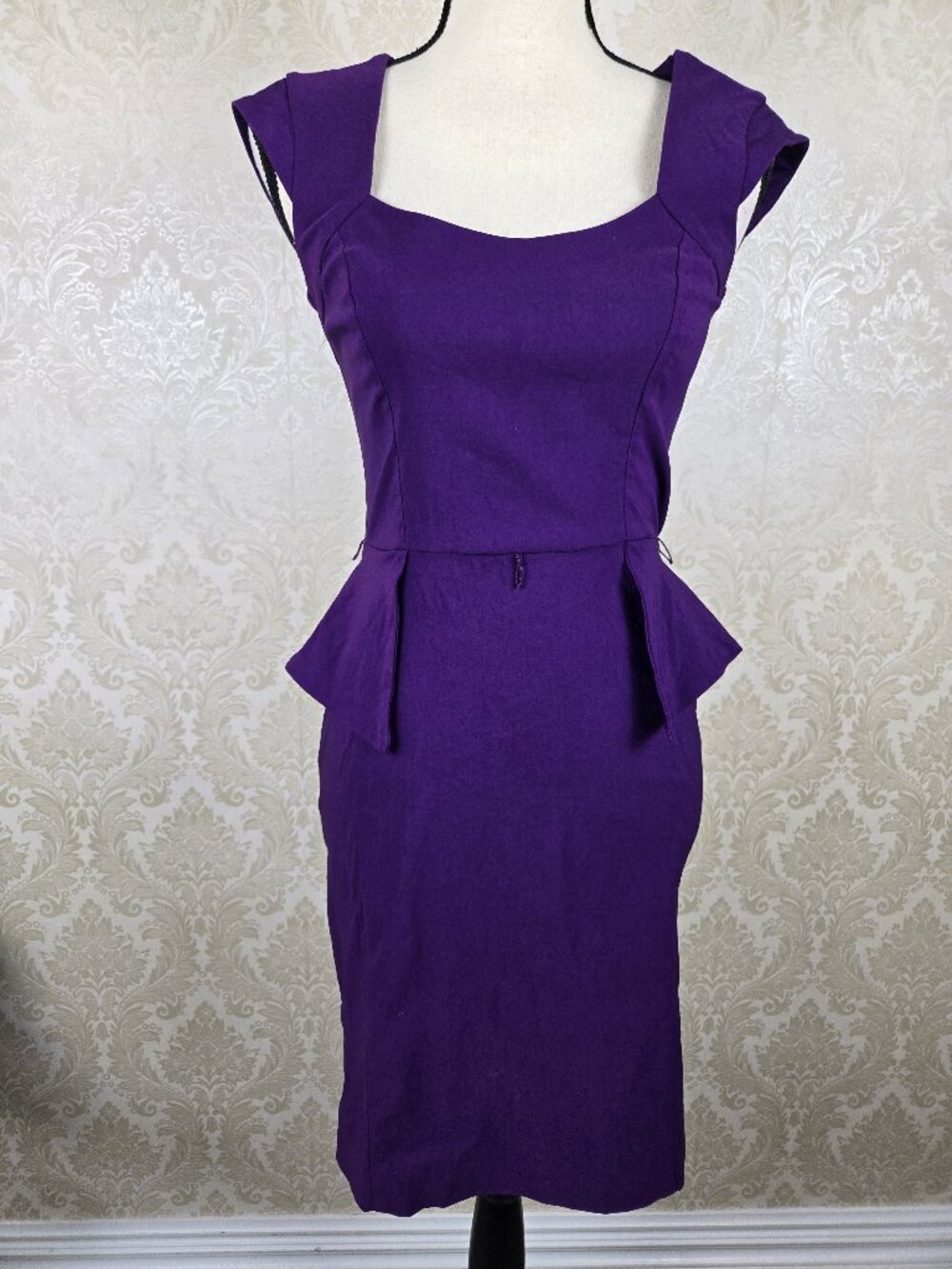 Star by Julien Macdonald UK Size 8 (US 4) Purple Sheath Dress Peplum Bodycon